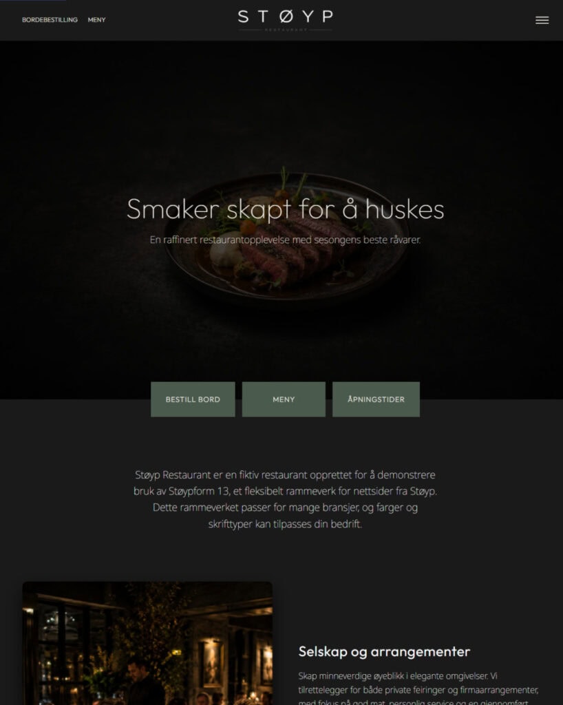 Restaurant hjemmeside mockup