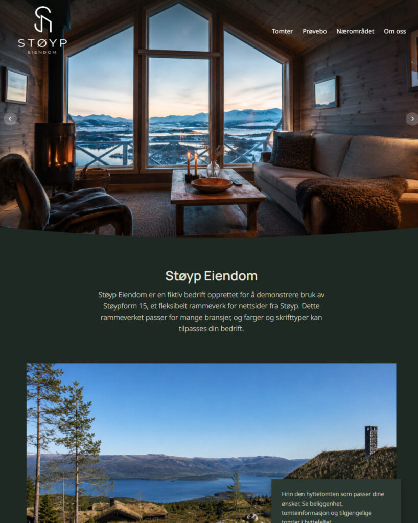 Mockup av rimelig nettside for hyttefelt