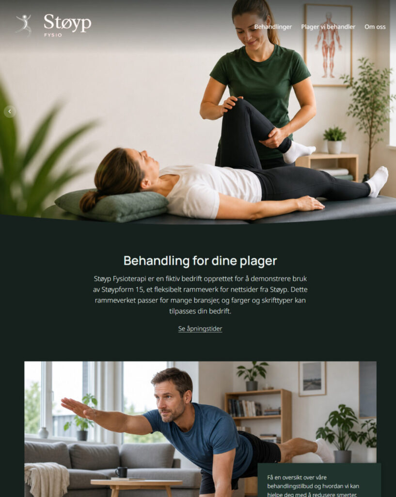 Nettsidemockup - rimelig nettside til fysioterapeuter og klinikker