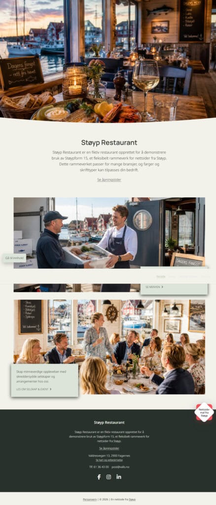 Nettsidemal for restauranter