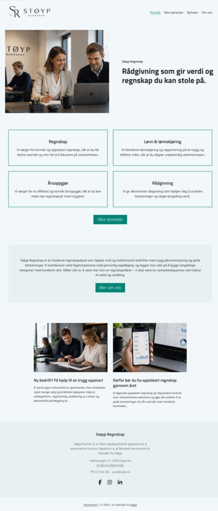 Malverk for rimelig hjemmeside til regnskapsbyrå