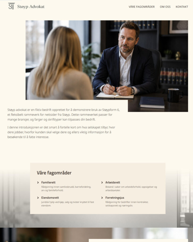 Enkel og rimelig nettside for advokatkontor