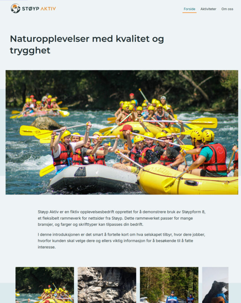 Nettsidemal for opplevelsesbedrift