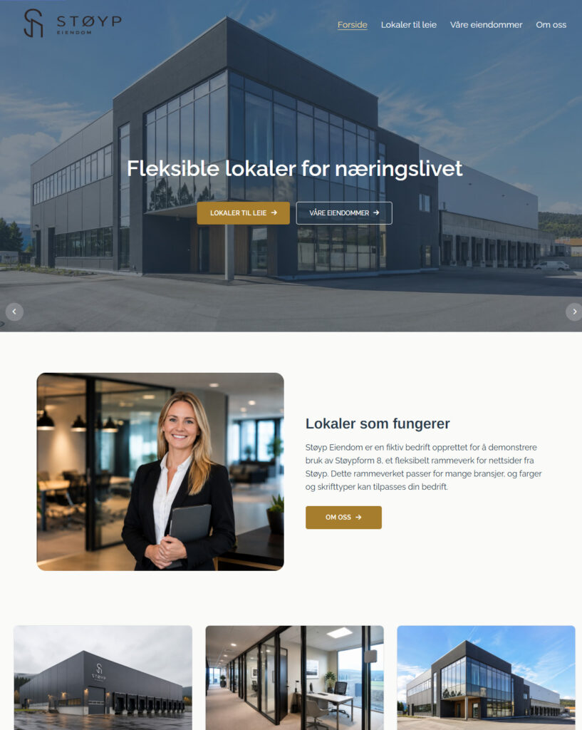 Mockup av rimelig og profesjonell nettside for ditt eiendomsselskap