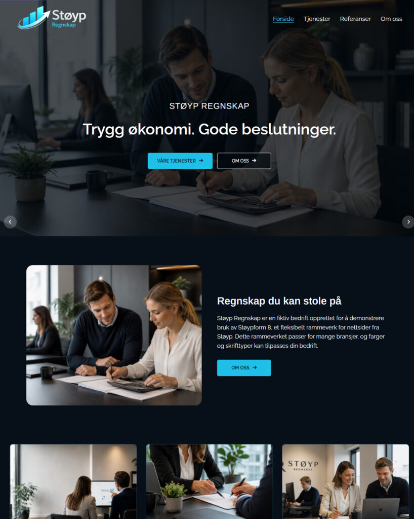 Mockup av billig nettsidemal til regnskapsfirma