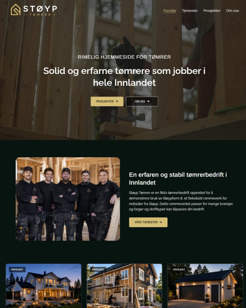 Malverk for rimelig hjemmeside til tømrerbedrift