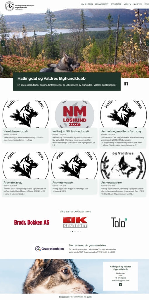 Nettsidemal for elghunklubb, Valdres