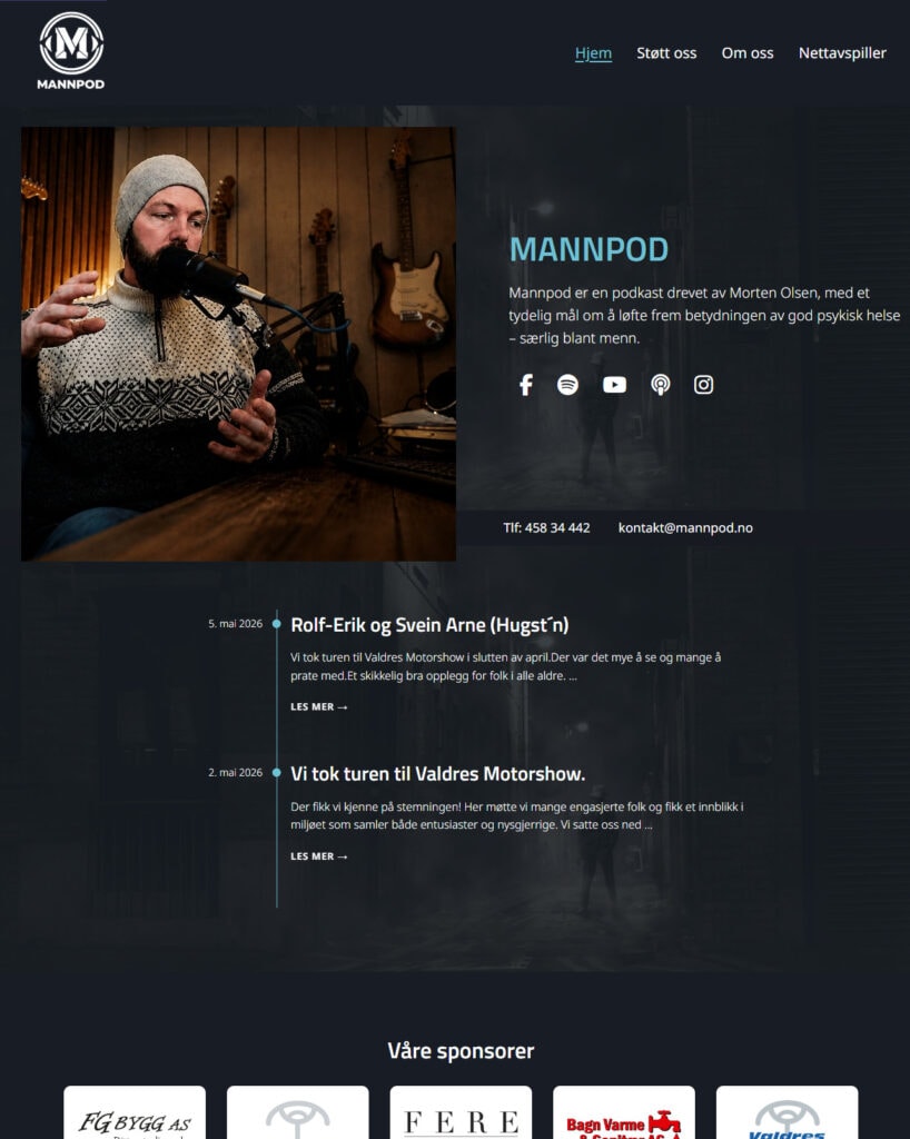 Mockup av referansenettside, Mannpod