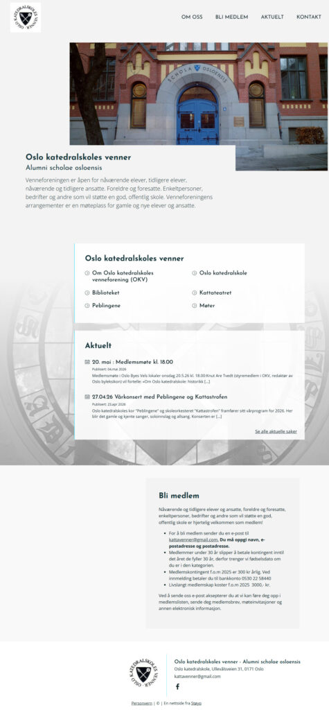 Mockup av referansenettside,Oslo katedralskoles venner