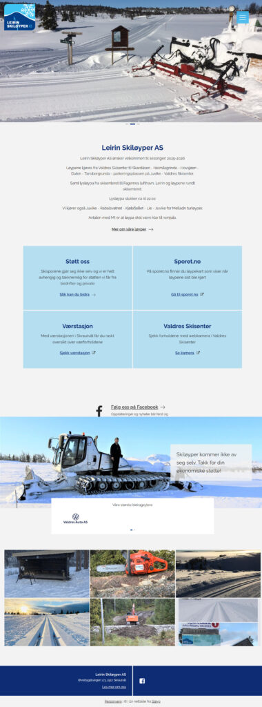 Mockup av referansenettside, Leirin Skiløyper